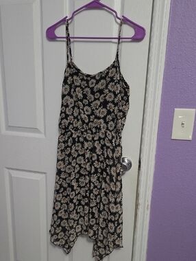 No Boundaries Black Daisy Print Mini Dress